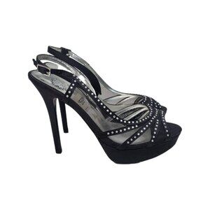 I.Miller Womens Size 6.5M Slingback Strappy Stilettos Shoes Silver Rhinestone